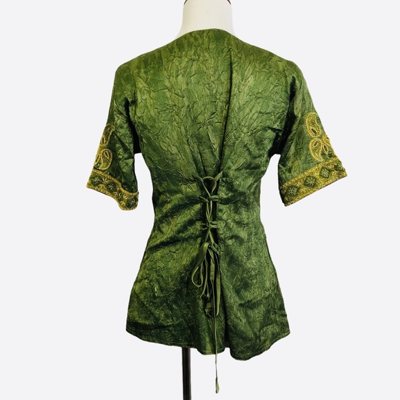 Ethnic Beaded Tunic Blouse Top Corset Back - Picture 4 of 9